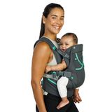 Infantino Carry On Active baby draagzak, ergonomische draagzak met meerdere vakken voor pasgeborene tot peuter 3,6–18,1 kg, met gewatteerde schouderbanden, opbergruimte in lendenband, grijs