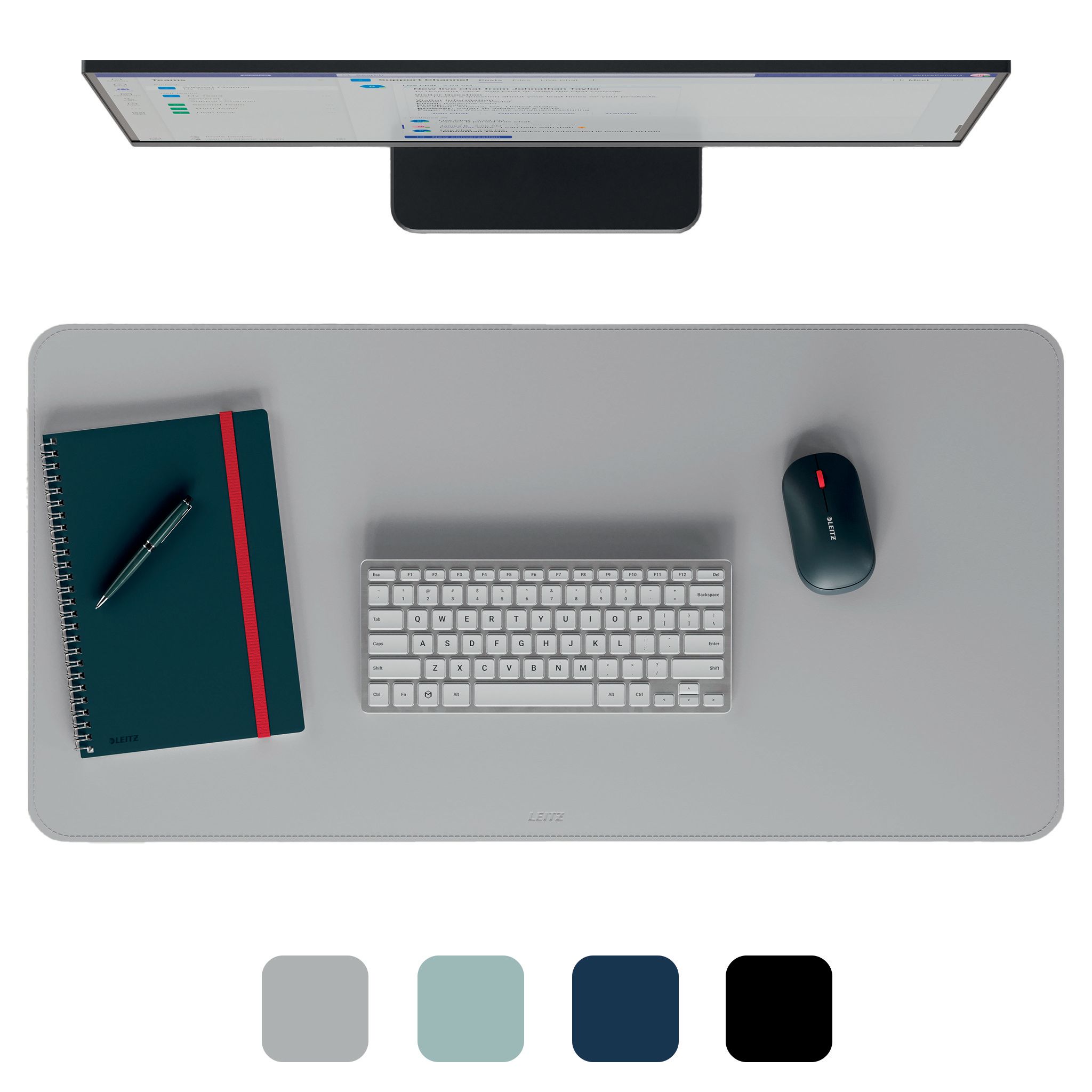 Leitz Grote Bureauonderlegger – Waterbestendige Bureaubeschermer, Antislip, Toetsenbord & Muismat, voor op Kantoor & Thuis, Duurzaam, Krasbestendig, Eenvoudig te Reinigen (80x40cm, Lichtgrijs)