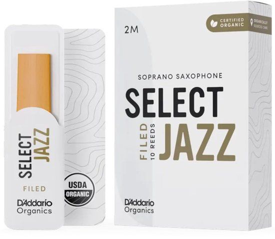 D'Addario Woodwinds Organic Select Jazz Sopraansaxofoonriet, 2 Medium, 10-pack