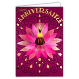 Afie 65-1407 verjaardagskaart, motief: lotusbloem, roze en goud, glanzend, licht, ontspanning, wellness, meditatie, zen, met witte envelop, formaat 17,5 x 12 cm