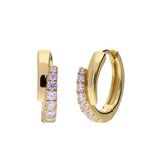 Lucardi Dames Zilveren goldplated oorringen met zirkonia voor dames - Oorbellen - 925 Zilver - Goudkleurig