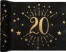 Merkloos Tafelloper 20 jaar verjaardag - 30 x 500 cm - op rol - zwart/goud
