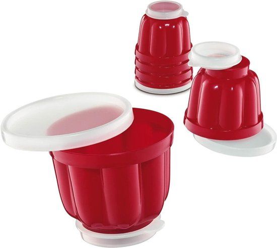 Puddingvorm 150ml - Set van 6 - Rood - Kunststof - Vaatwasserbestendig