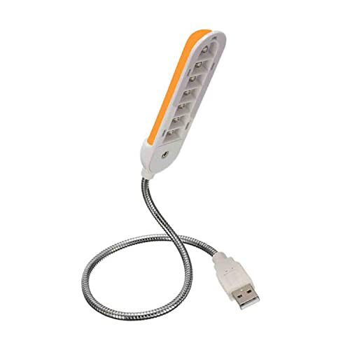Clenersa - USB-ledlamp met flexibele arm en 7 ledlampen, geen batterijen of installatie nodig, voor laptop of pc, oranje