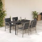 Prolenta Maison Exclusive Tuinset 5-delig Lichtgrijs Rotan Inclusief Kussens