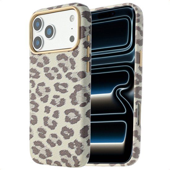 Selencia Sabi Backcover panterprint geschikt voor MagSafe - Soft Ivory - Apple iPhone 17 Pro Max