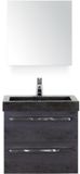 BES LED Seville Badmeubelset 60 cm - Black Oak - Wastafel Hardsteen Wit Lucca met Spiegelkast