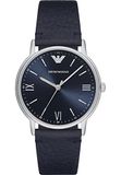 Emporio Armani Horloge Voor heren, Quartz drie hand uurwerk en 41mm kastmaat met lederen band