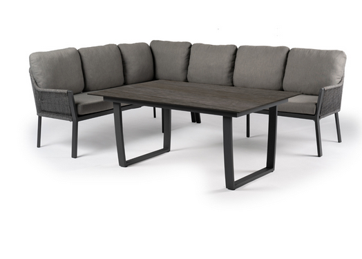 Tierra Outdoor Liv lounge dining set links charcoal met dining tafel forest grey