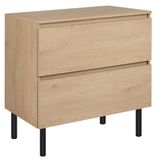 Meuble de salle de bain 80 cm + plateau + pieds de meuble, couleur : chêne clair, dimensions : 80 x 46 x 80 cm