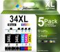 Epson 34XL cartouches d'encre, pack de 5, compatible avec Epson Workforce Pro