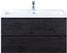 BES LED Vogue Badmeubelset 100 cm - Greeplijst in Kleur - Black Oak - Keramische Wastafel Wit 1 Kraangat