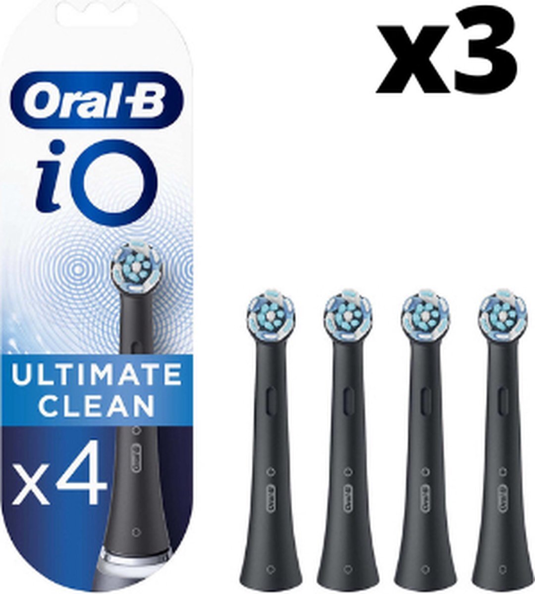 Oral-B Oral-B iO Ultimate Clean Opzetborstels Zwart - 3 x 4 stuks - Voordeelverpakking