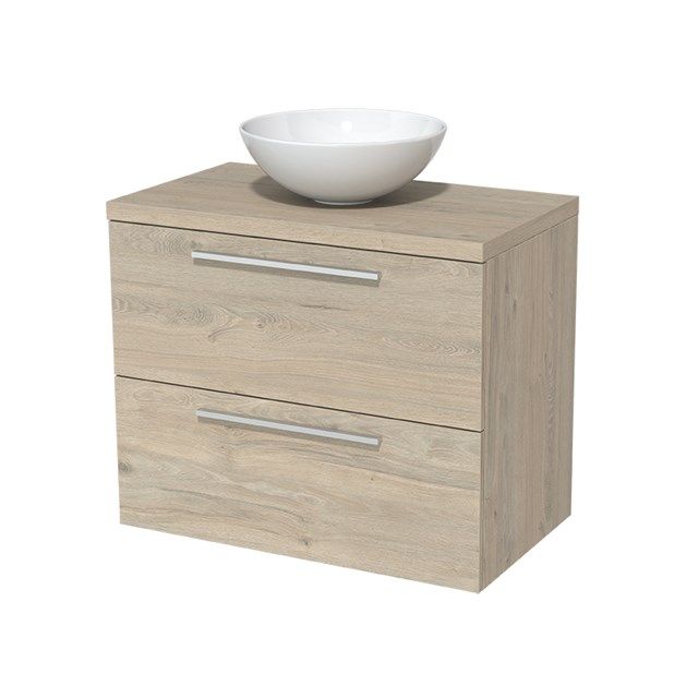 Maxaro Badkamermeubel Modulo Plato 80cm Lichtgrijs Eiken 2 Lades