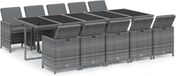 vidaXL 11-delige tuinset met kussens, polyrotan, grijs