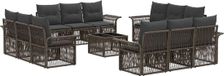 vidaXL Banc de jardin - Ensemble - 13 pièces - Gris - Polyrattan