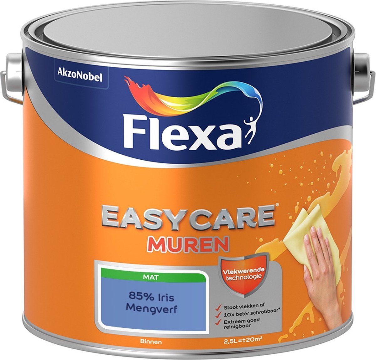 FLEXA Easycare Muurverf - Mat - Mengkleur - 85% Iris - 2,5 liter