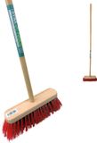 Synx Tools Harde Tuinbezem Nylon - 30 cm - Straatbezem - Bezem rood - Besem Veger - Buiten Bezem met steel 120 cm