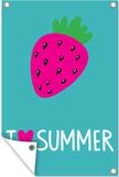 Poster de jardin - Illustration avec fraise et "I love summer" - 120x180 cm - PVC