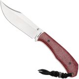 Jack Wolf Knives Jack Wolf Bordertown Bowie BORDE-01-VIB-JUT-B Stonewashed S90V, Vibe Jute Bordeaux Micarta, vaststaand mes