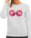 Bellatio Decorations Shoppartners Bv Foute kersttrui sweater - voor dames - grijs - met roze Merry Xmas ballen - kerstkleding - lange mouwen XS