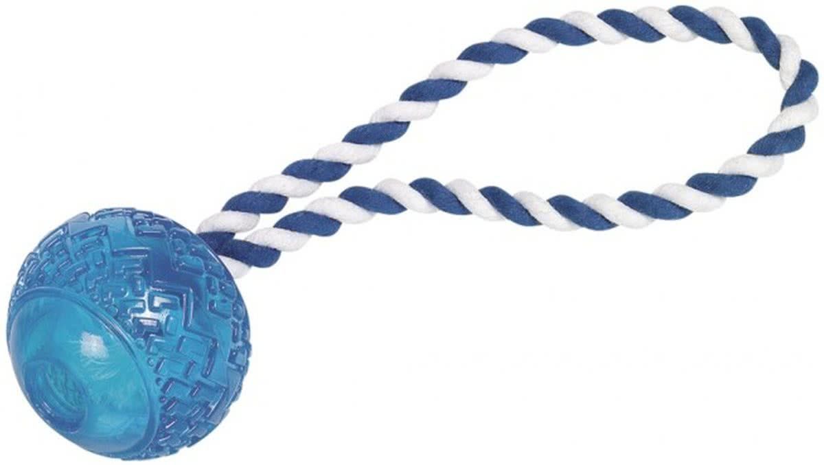Nobby TPR Bal Met Katoenen Touw - Blauw - 26 cm