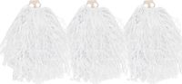 Funny Fashion Cheerballs/pompoms - 6x - wit - met franjes en ring handgreep - 28 cm