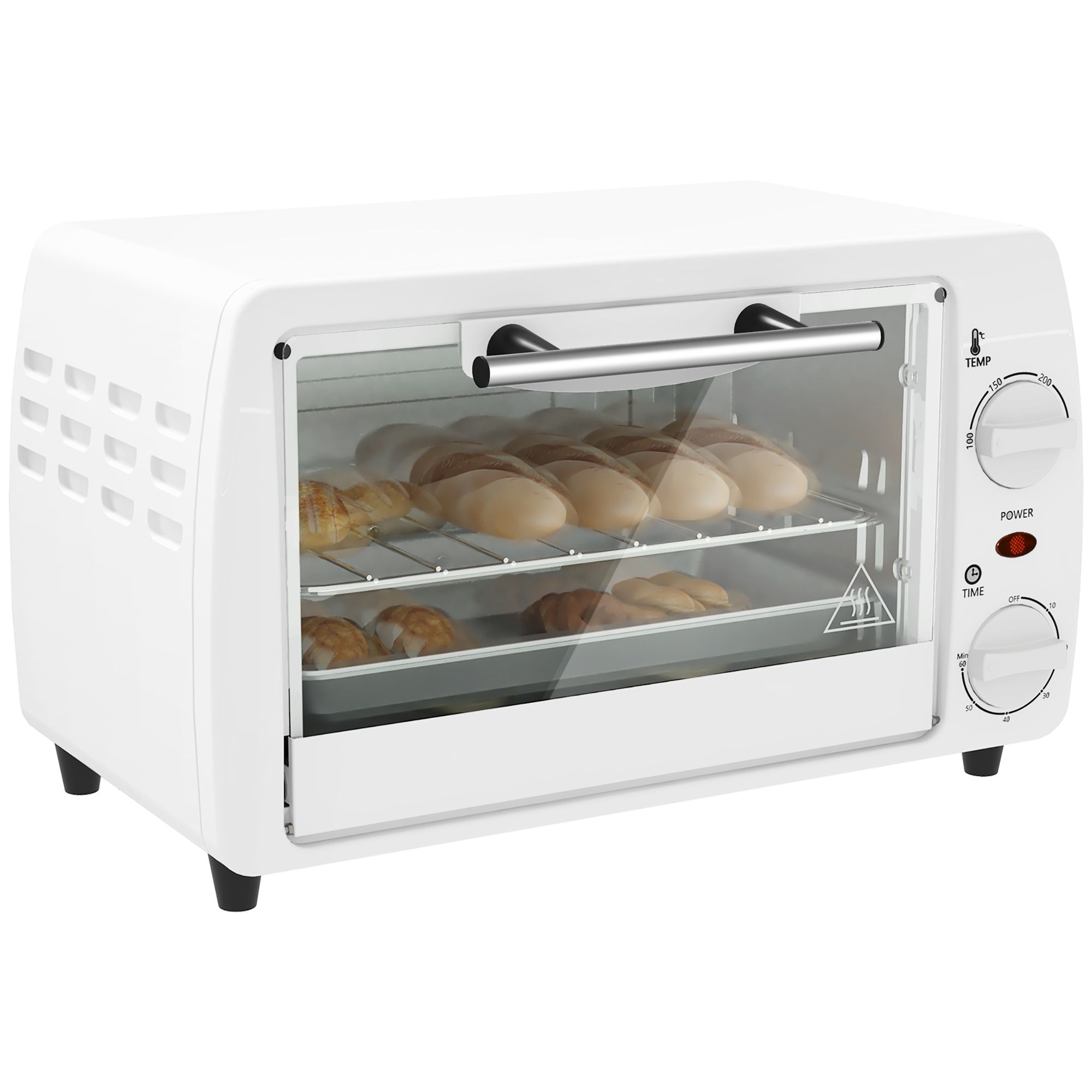 Homcom Elektrische Tafeloven 10 Liter 750 W 36,5 x 26 x 22 cm Wit
