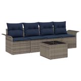 vidaXL Bankstel 5-delig Grijs Polyrattan