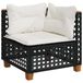 Banquette de jardin avec coussins poly rotin noir