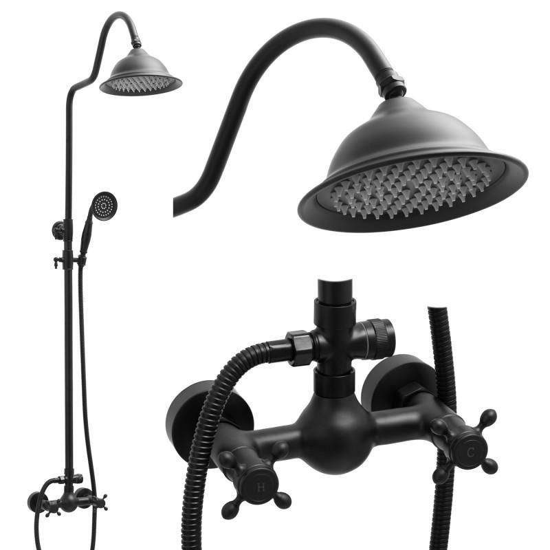 Viking Choice Regendoucheset - retro - met mengkraan - 20 cm - zwart