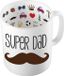 Bellatio Decorations Koffie/Thee Mok voor Papa - Bruine Snor - Super Papa - 300 ml - Vaderdag