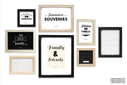 The Home Deco Factory Ensemble Cadre Photo Multiples Differentes Decoration Mural Bois Noir Blanc Marron - 3561864346910
