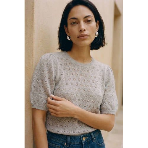 VERO MODA gebreide ajour trui - taupe