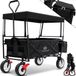 Kesser Chariot de plage pliable Chariot de plage jusqu'à 100 kg de capacité - Chariot de plage avec pneus pleins Chariot de transport - Noir