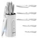 Bloc de couteaux - Acier inoxydable - 6 pièces - Bois blanc grainé