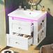 Armoire de salle de bain de 61 cm, à suspendre au mur, avec éclairage LED, tiroirs, étagère latérale réglable et vasque en céramique