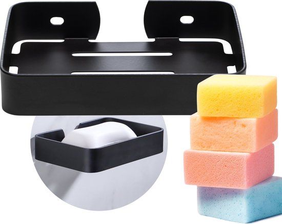 XIVADA Zeepbakje Douche - Zwart - Zeephouder Hangend aan muur - Zeepschaaltje Shampoo bar houder