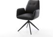 DELIFE Chaise de salle à manger Zoa-Flex cadre croisé large cuir véritable noir noir pivotant à 360° fonction bascule noyau à ressorts ensachés