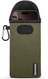 MobyDefend Hoesje - Geschikt voor iPhone 16 Pro Max - Neopreen Pouch Met Karabijnhaak - Insteek - Riemlus - Groen