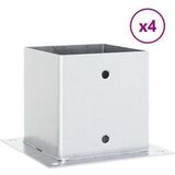 Acier galvanisé pied de poteau carré 4 pièces argent 141x141 mm