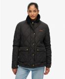 Superdry - Dames gewatteerde jas met ribfluwelen afwerking - Zwart - Maat 44