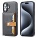 Étui iPhone 16 avec Portefeuille - Style Rétro - Noir
