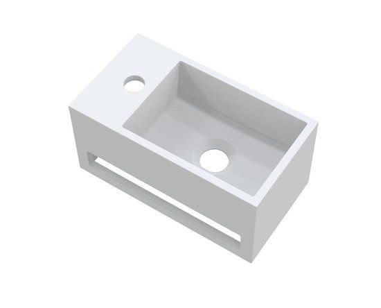 Best Design Mona Links Solid Surface Fontein - 33x18x16cm - Mat Wit - Handdoekhouder