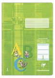 Clairefontaine 331051C - Pak met 25 schriften, ideaal voor school, DIN A4 21x29,7 cm, liniëring 1 speciaal groen voor 1e leerjaar, 32 Pagina's, 90g, Citroengeel, 1 pak