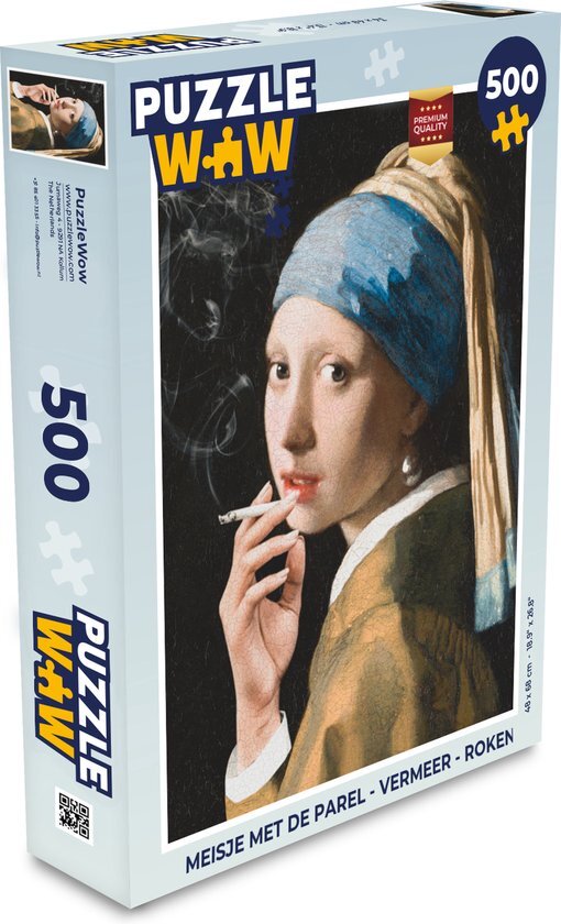 MuchoWow Puzzel Meisje met de parel - Vermeer - Roken - Legpuzzel - Puzzel 500 stukjes