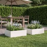 VidaXL Plantenbak 2 st wit 40 x 40 x 20 cm koudgewalst staal
