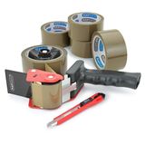 Rapesco 1581 Taperoller 960 met 5 Rollen Bruin Verpakkingstape | Antibacteriële Bescherming Germ-Savvy