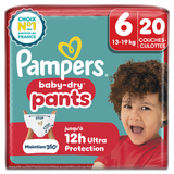 Pampers Baby-Dry Pants, Taille 6, 20 Couches-Culottes, 13-19kg, Protection 360° contre les fuites jour et nuit
