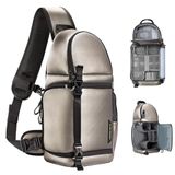 K&F Concept Waterdichte schoudertas voor DSLR/SLR/Mirrorless camera, fototas met statiefhouder, compatibel met Canon/Nikon/Sony/Fuji/GoPro/DJI, metallic bruin, 10